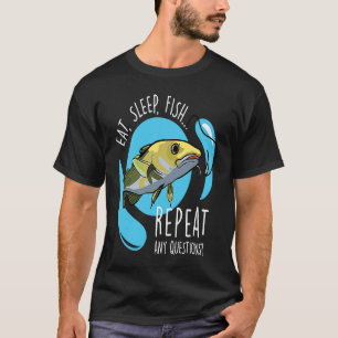Eet Slaap Vis Herhaal vissen T-shirt