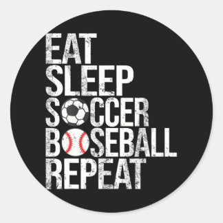 Eet Slaap Voetbal Baseball Herhaal Grappige Bal Ronde Sticker