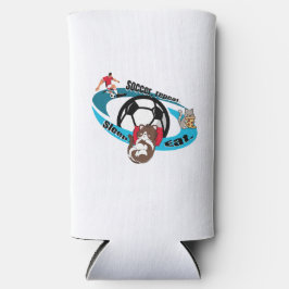 Eet, slaap, voetbal, herhaal. cartoon voetbal seltzer blikjeskoeler