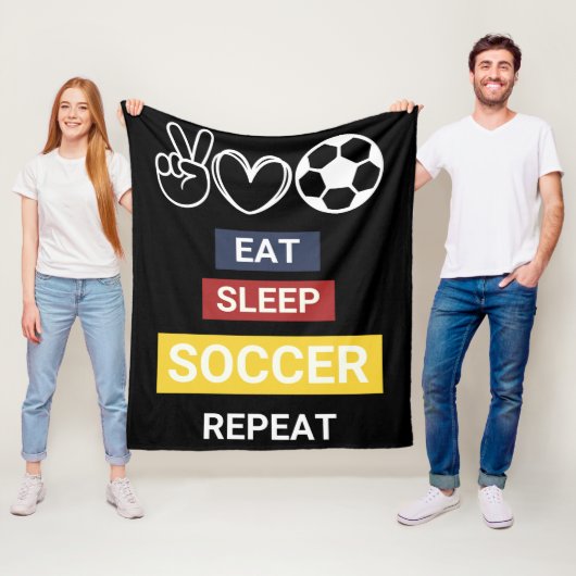 Eet, Slaap, Voetbal, Herhaal Fleece Deken (In situ)