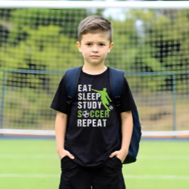 Eet Slaap Voetbal Herhaal Jongen Student Voetballe T-shirt