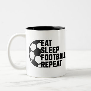 Eet Slaap Voetbal Herhaal – Minimaal Sport Tweekleurige Koffiemok