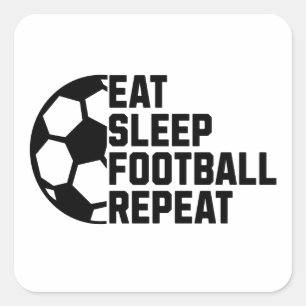 Eet Slaap Voetbal Herhaal – Minimaal Sport Vierkante Sticker