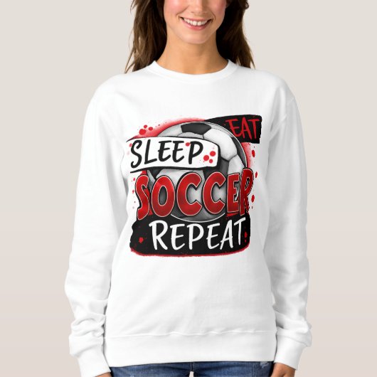 Eet Slaap Voetbal Herhaal Shirt – Vet Rood & Zwart (Voorkant)