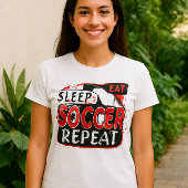 Eet Slaap Voetbal Herhaal Shirt – Vet Rood & Zwart