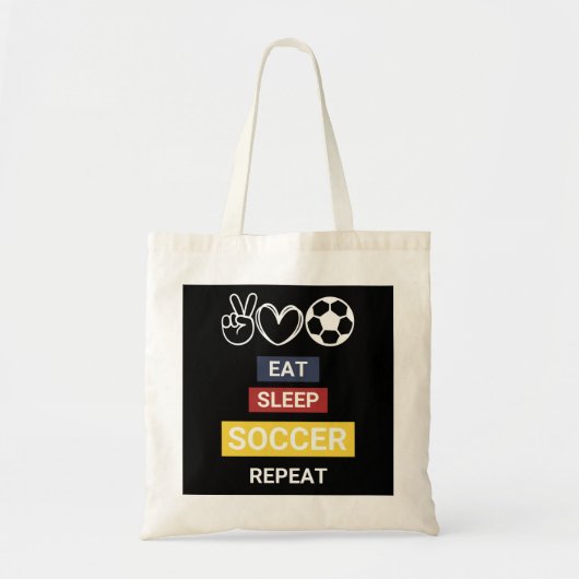 Eet, Slaap, Voetbal, Herhaal Tote Bag (Voorkant)