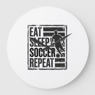 Eet Slaap Voetbal Herhaal Vintage Speler Shirt Ont Grote Klok