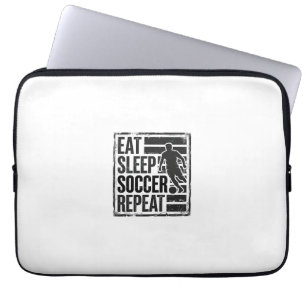 Eet Slaap Voetbal Herhaal Vintage Speler Shirt Ont Laptop Sleeve