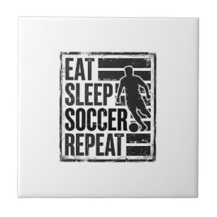 Eet Slaap Voetbal Herhaal Vintage Speler Shirt Ont Tegeltje