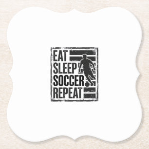Eet Slaap Voetbal Herhaal Vintage Speler T-shirt O Kartonnen Onderzetters