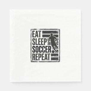 Eet Slaap Voetbal Herhaal Vintage Speler T-shirt O Servet
