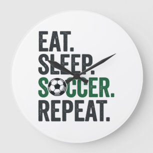 Eet Slaap Voetbal Herhaal Vintage T-Shirt Ontwerp_ Grote Klok