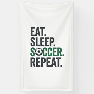 Eet Slaap Voetbal Herhaal Vintage T-Shirt Ontwerp_ Spandoek