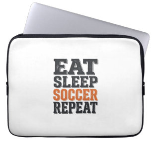 Eet Slaap Voetbal Herhaal Vintage Typografie Shirt Laptop Sleeve