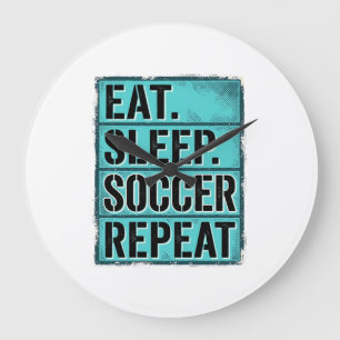 Eet Slaap Voetbal Herhaal Vintage Typografie T-shi Grote Klok