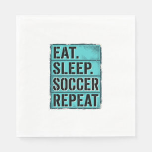 Eet Slaap Voetbal Herhaal Vintage Typografie T-shi Servet