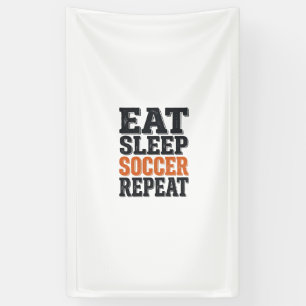 Eet Slaap Voetbal Herhaal Vintage Typografie T-shi Spandoek