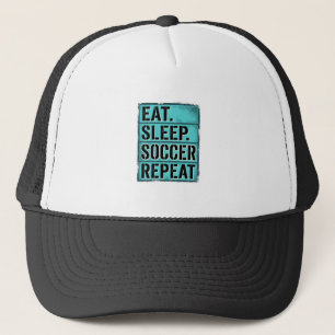 Eet Slaap Voetbal Herhaal Vintage Typografie T-shi Trucker Pet
