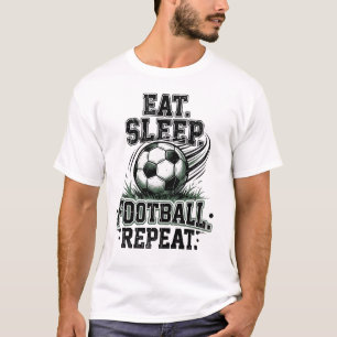 Eet Slaap Voetbal Herhaal Vintage Voetbal Grafiek T-shirt