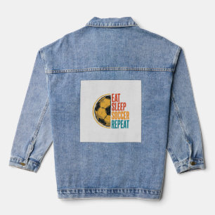 Eet Slaap Voetbal Herhaal Vintage Voetbal Shirt On Denim Jacket