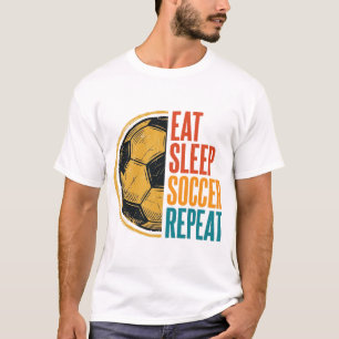 Eet Slaap Voetbal Herhaal Vintage Voetbal T-shirt