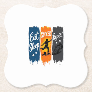 Eet Slaap Voetbal Herhaal Vintage Voetbal T-shirt Kartonnen Onderzetters