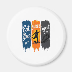 Eet Slaap Voetbal Herhaal Vintage Voetbal T-shirt Magneet