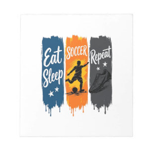 Eet Slaap Voetbal Herhaal Vintage Voetbal T-shirt  Notitieblok