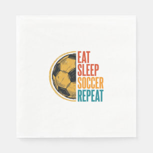 Eet Slaap Voetbal Herhaal Vintage Voetbal T-shirt Servet