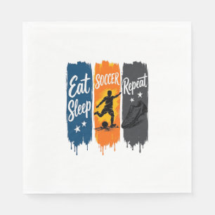 Eet Slaap Voetbal Herhaal Vintage Voetbal T-shirt Servet