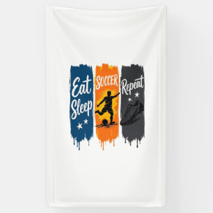 Eet Slaap Voetbal Herhaal Vintage Voetbal T-shirt  Spandoek