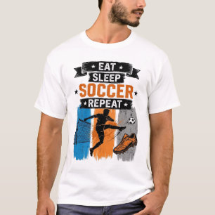 Eet Slaap Voetbal Herhaal Vintage Voetbalspeler T- T-shirt