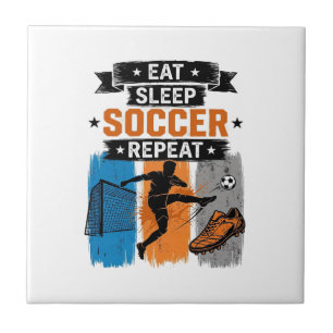 Eet Slaap Voetbal Herhaal Vintage Voetbalspeler T- Tegeltje