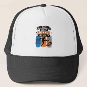 Eet Slaap Voetbal Herhaal Vintage Voetbalspeler T- Trucker Pet