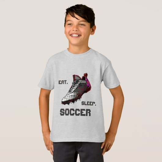 Eet. Slaap. Voetbal. Urban Soccer Boot. Kinder Voe T-shirt (Voorkant volledig)