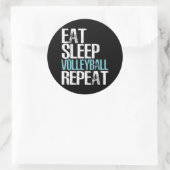 Eet slaap volleybal Herhaal geweldige sport spel Ronde Sticker (Tas)