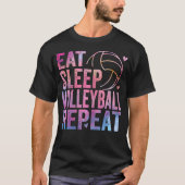 Eet Slaap Volleybal Herhaal kleurrijke tiener meis T-shirt (Voorkant)