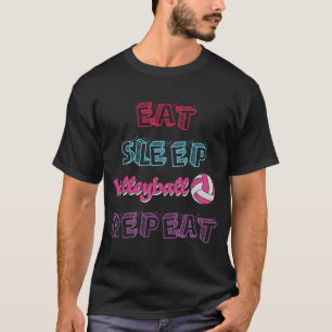 Eet Slaap Volleybal Herhaal kleurvolle tiener T-Sh T-shirt