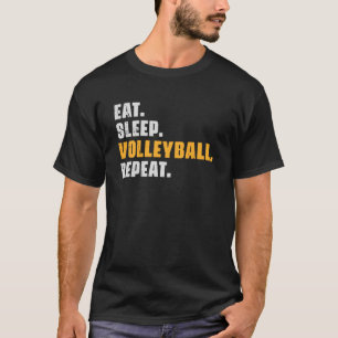 Eet Slaap Volleybal Herhaal Volleybal Retro Vin T-shirt