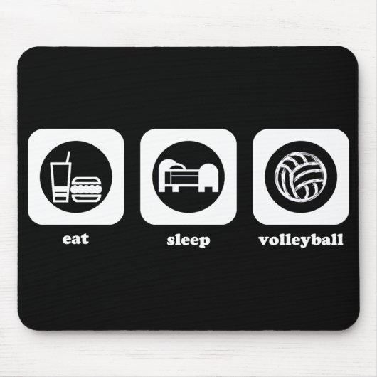 Eet. Slaap. Volleybal. Mousepad Muismat (Voorkant)