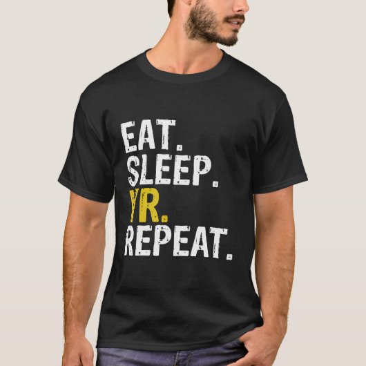 Eet slaap VR Herhaal cadeau T-shirt (Voorkant)