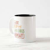 Eet slaap wandel honden herhalen leuke koffie tweekleurige koffiemok (Voorkant links)