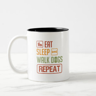 Eet slaap wandel honden herhalen leuke koffie tweekleurige koffiemok