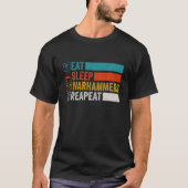 Eet slaap warhammers herhalen grappige gamer retro t-shirt (Voorkant)