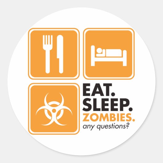 Eet Slaap Zombies - Sinaasappel Ronde Sticker (Voorkant)