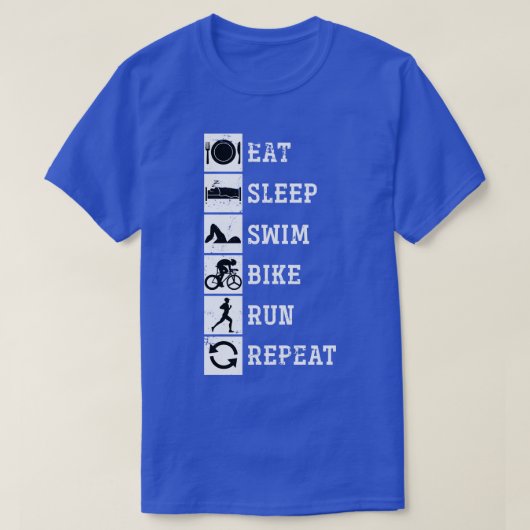 Eet Slaap Zwemfiets Run Herhaal Triathlon T-shirt (Design voorkant)