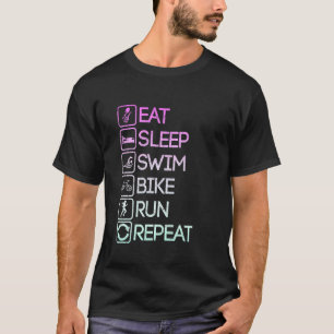 Eet Slaap Zwemfiets Run Herhaal Triathlon T-shirt