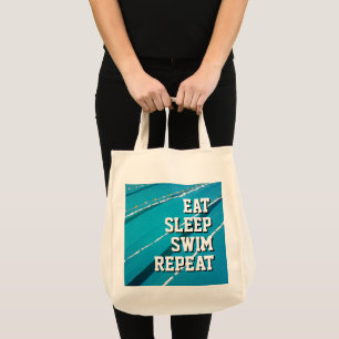 EET SLAAP ZWEMMEN HERHAAL zwembad boodschappen Tote Bag