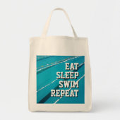 EET SLAAP ZWEMMEN HERHAAL zwembad boodschappen Tote Bag (Voorkant)