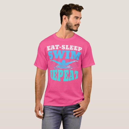 Eet Slaap Zwemmen Herhaal Zwemmer Liefhebber Athle T-shirt (Voorkant volledig)